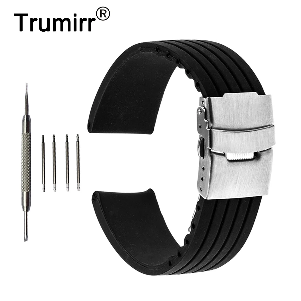 24mm Silicone Rubber Watch Band for Suunto TRAVERSE Stainless Steel