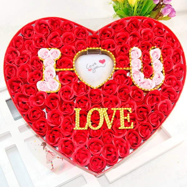 red rose soap heart