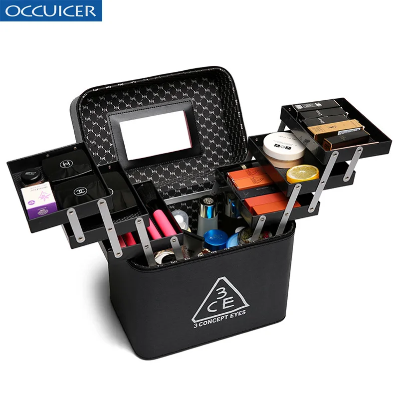 Женский профессиональный косметический Чехол, косметичка для макияжа, сумка для путешествий, необходимая Водонепроницаемая косметичка, Бо... Женский профессиональный косметический Чехол, косметичка для макияжа, сумка для путешествий, необходимая Водонепроницаемая косметичка, Бо...