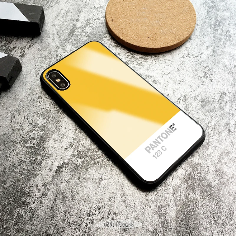 Pantone цветной чехол из закаленного стекла для телефона для iphone 5 6 7 8 6s 6s plus 7plus 8plus x xr xs xsmax