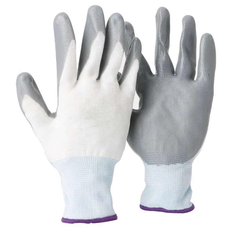 1 Pair Nitrile Latex Nylon Work Gloves Anti Slip Labour Garden Repair Builder 1 Pair Nitrile Latex Nylon Work Gloves Anti Slip Labour Garden Repair Builder