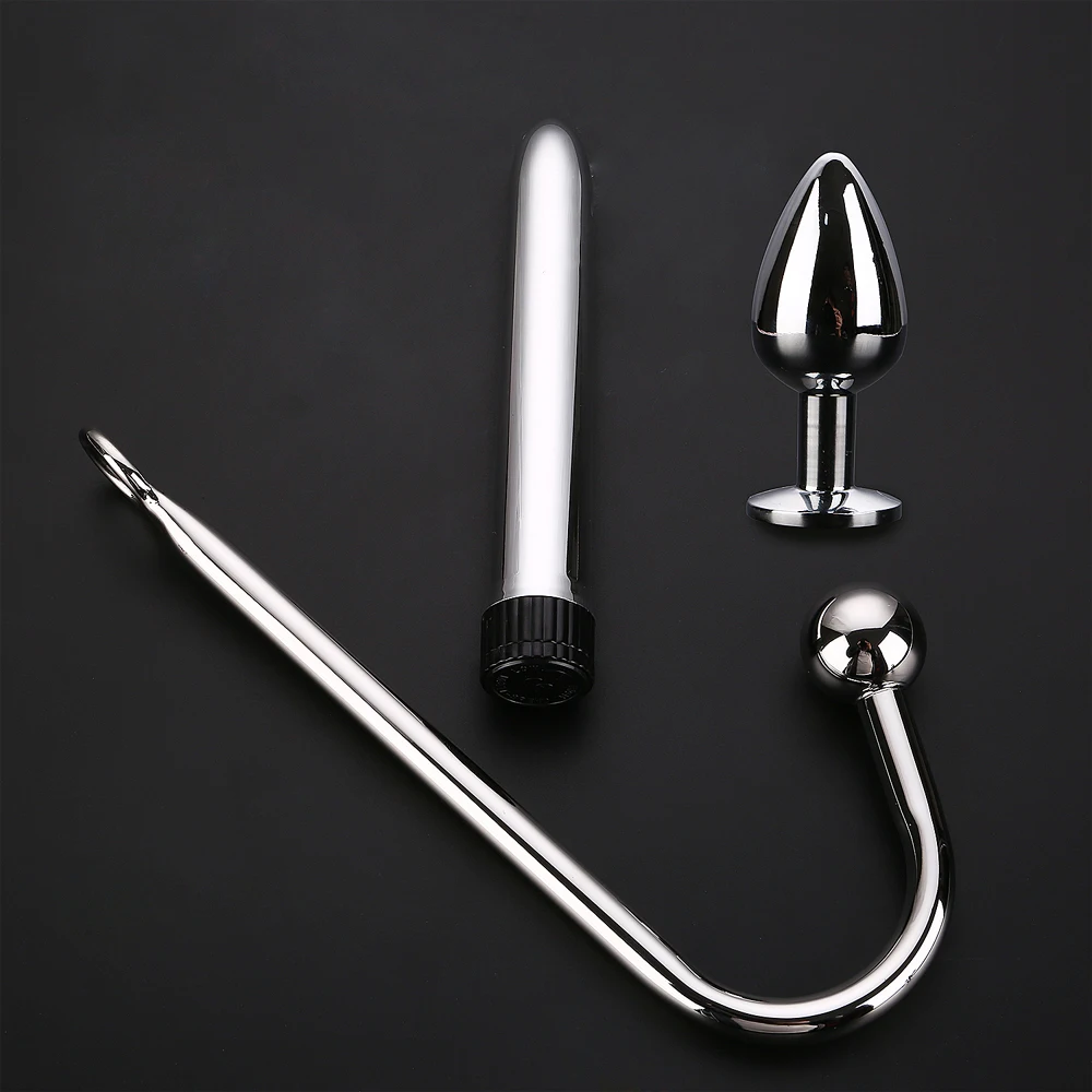 Goede Metalen Rvs Anaalplug Vibrator 3 Stks set Anale Haak Vibrator Speeltjes voor Vrouw Anale Stimulator Sex Gay Speelgoed voor Mannen