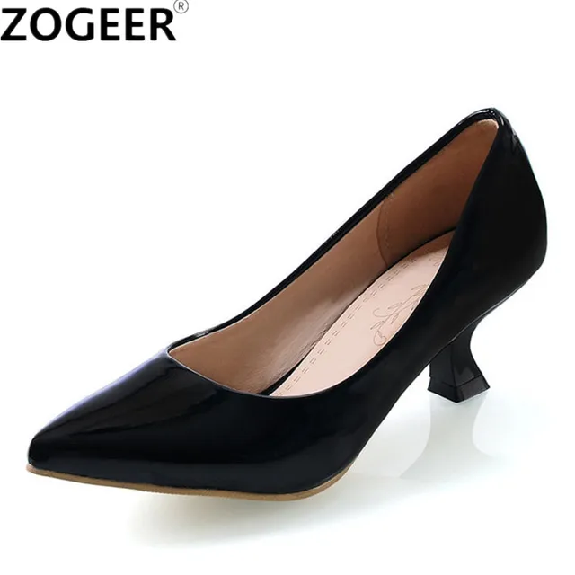 Zogeer New Casual Medium Heels Women Pumps Sweet Candy Color Black Zogeer New Casual Medium Heels Women Pumps Sweet Candy Color Black Red Pink White Wedding Shoes