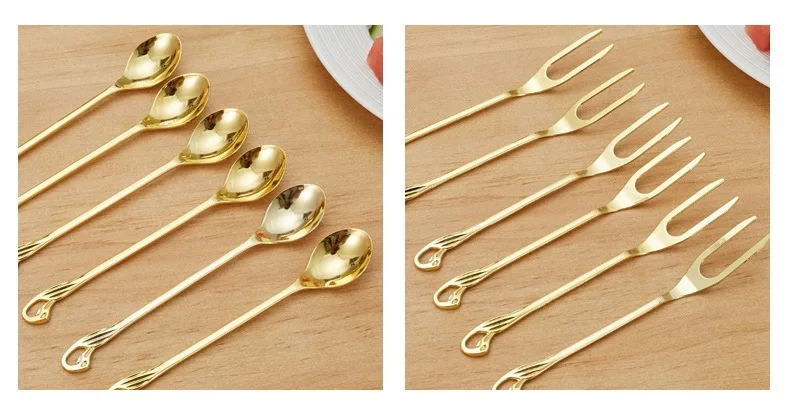 Gold Swan Spoon Fork holder set  (5)