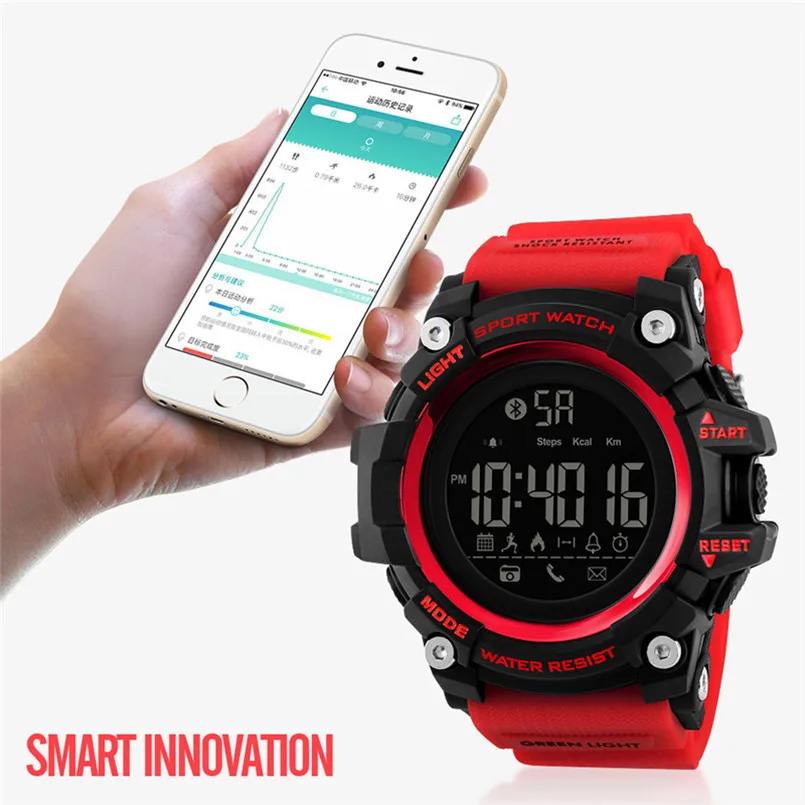 

SKMEI Smart Bluetooth Multifunction Pedometer Watch Calorie Chronograph Fashion Outdoor Sports 50 Meter Waterproof Digital Watch