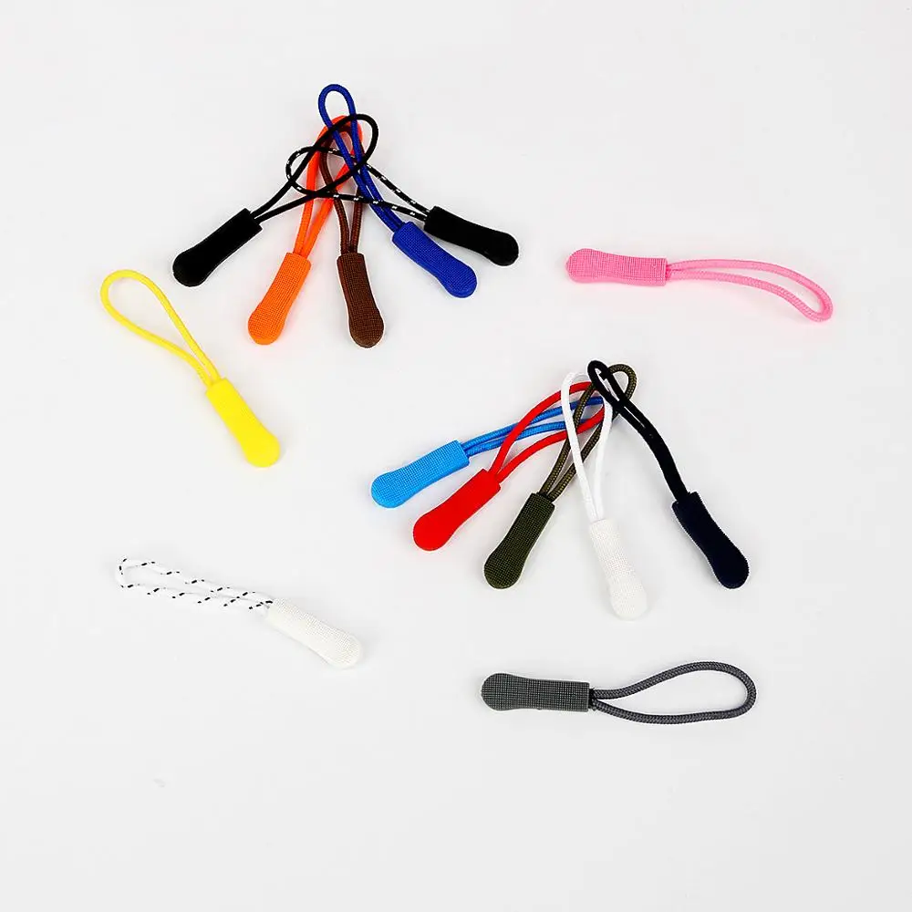 

10pcs Cord Zipper Pull End Fit Rope Tag Fixer Zip Cord Tab Apparel Bag Tent Backpack Accessories DIY Replacement Clip Zip Puller
