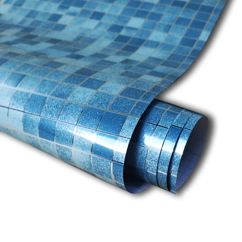 Современные ПВХ самоклеющиеся обои для ванной комнаты, обои для кухни, водонепроницаемые мозаичные наклейки для плитки, виниловые наклейки для домашнего декора - Цвет: Blue