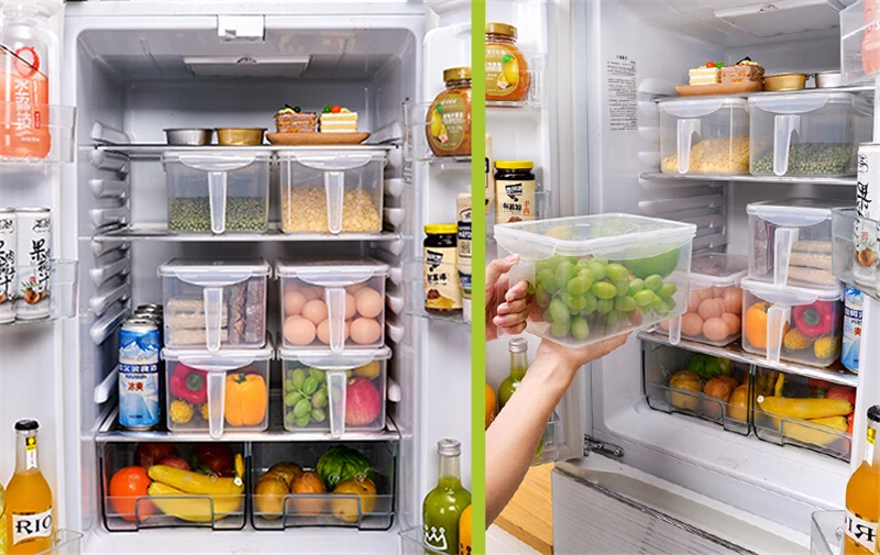 Кухонные прозрачные коробки для хранения еды, коробки для хранения холодильника, ПП коробка для хранения, содержит герметичный Домашний Органайзер, контейнер для еды