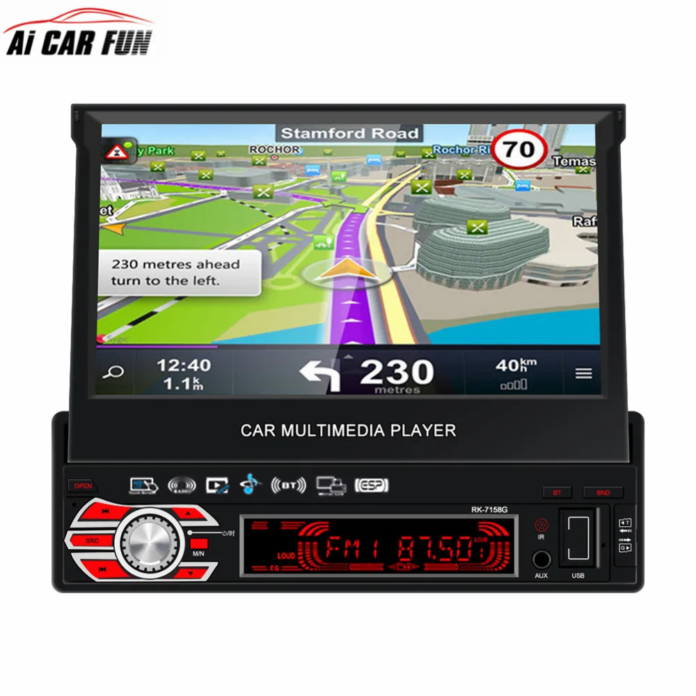 RK 7158G Car Radio Media Multimedia Player Vehicle Mounted Full Retractable Screen MP5 MP4 MP3 GPS