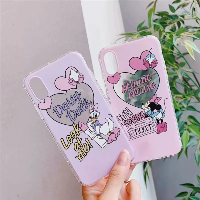 

Pink disneys Mickey Minnie Daisy beauty girls anime phone case For coque iPhone 8 7 plus silicone case for iPhone cover X XS XR