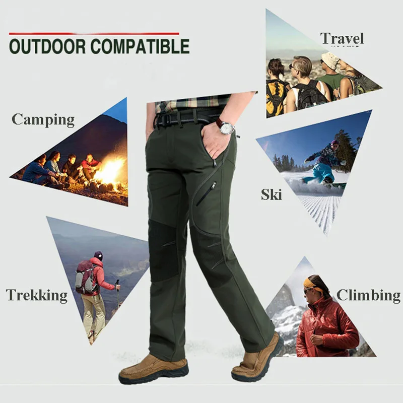 Tanie LoClimb męskie zimowe wodoodporne spodnie do wędrówek pieszych mężczyzn trekking na świeżym powietrzu spodnie sportowe ciepłe polarowe Softshell wspinaczka spodnie narciarskie AM093