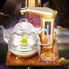 Полностью Интеллектуальный Электрический чайник Золотая грушевидной формы деревянная основа полностью автоматический чайник для воды функция автоматического отключения