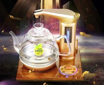 

Full intelligent electric teapot golden pear wood base fully automatic water kettle Safety Auto-Off Function