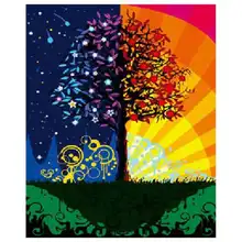 Горячая Diy картина маслом, краска по номеру набор-абстрактное дерево 16*20 дюймов. Новое дерево счастья