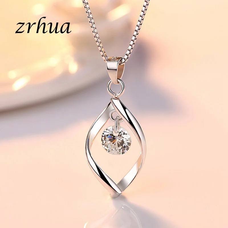 ZRHUA роскошный романтический в виде капли воды кулон ожерелье 925 пробы серебро Wemon обручальные свадебные аксессуары хороший подарок для влюбленных