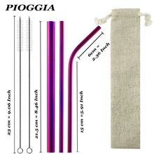 6 шт 304 Нержавеющая сталь соломы металлический соломинки 6/12 мм многоразовые трубочка трубочки для питья набор с Чистящая Щетка для кружек Пользовательский логотип