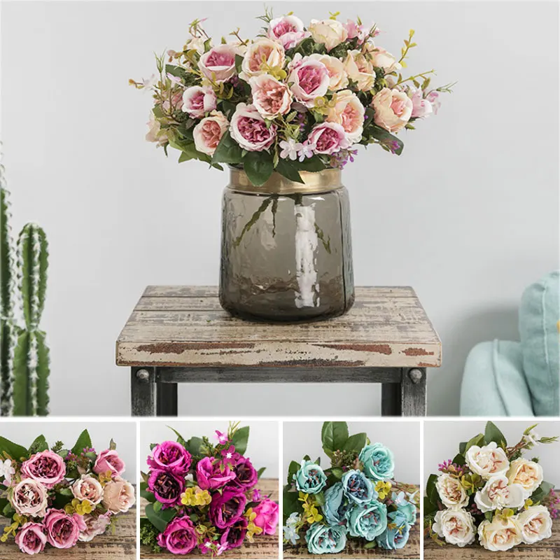 Artificial Rose Simulation Rose Silk Flowers Home Decor Balcony Fashion European Fake Rose 1 Bunch Artificial Rose Simulation Rose Silk Flowers Home Decor Balcony Fashion European Fake Rose 1 Bunch