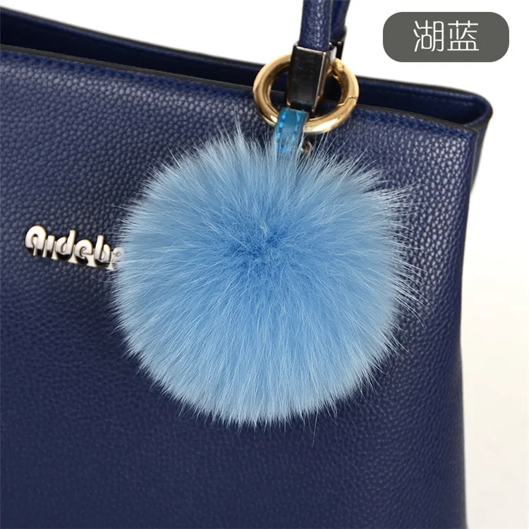 10cm Large Real Fluffy Leather Pompom Fox Fur Ball Pom Keychain For Keys Car Key Chain Women Bag Charm Accessories | Украшения и
