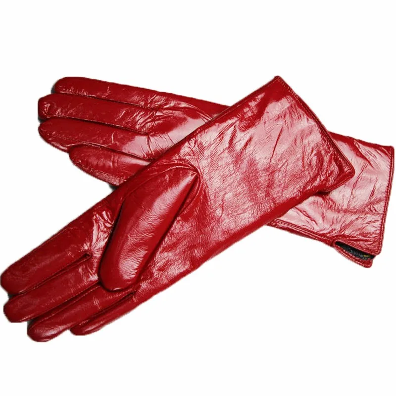 Зимние перчатки Guantes Mujer кожаные перчатки женские толстые коралловые бархатные с подкладкой из овечьей кожи