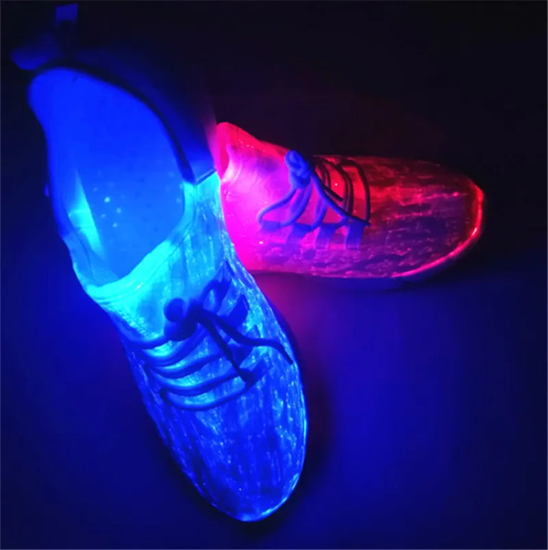 Size 25-46 New Summer Led Fiber Optic Shoes for girls boys men women USB Recharge glowing Sneakers Man light up shoes8