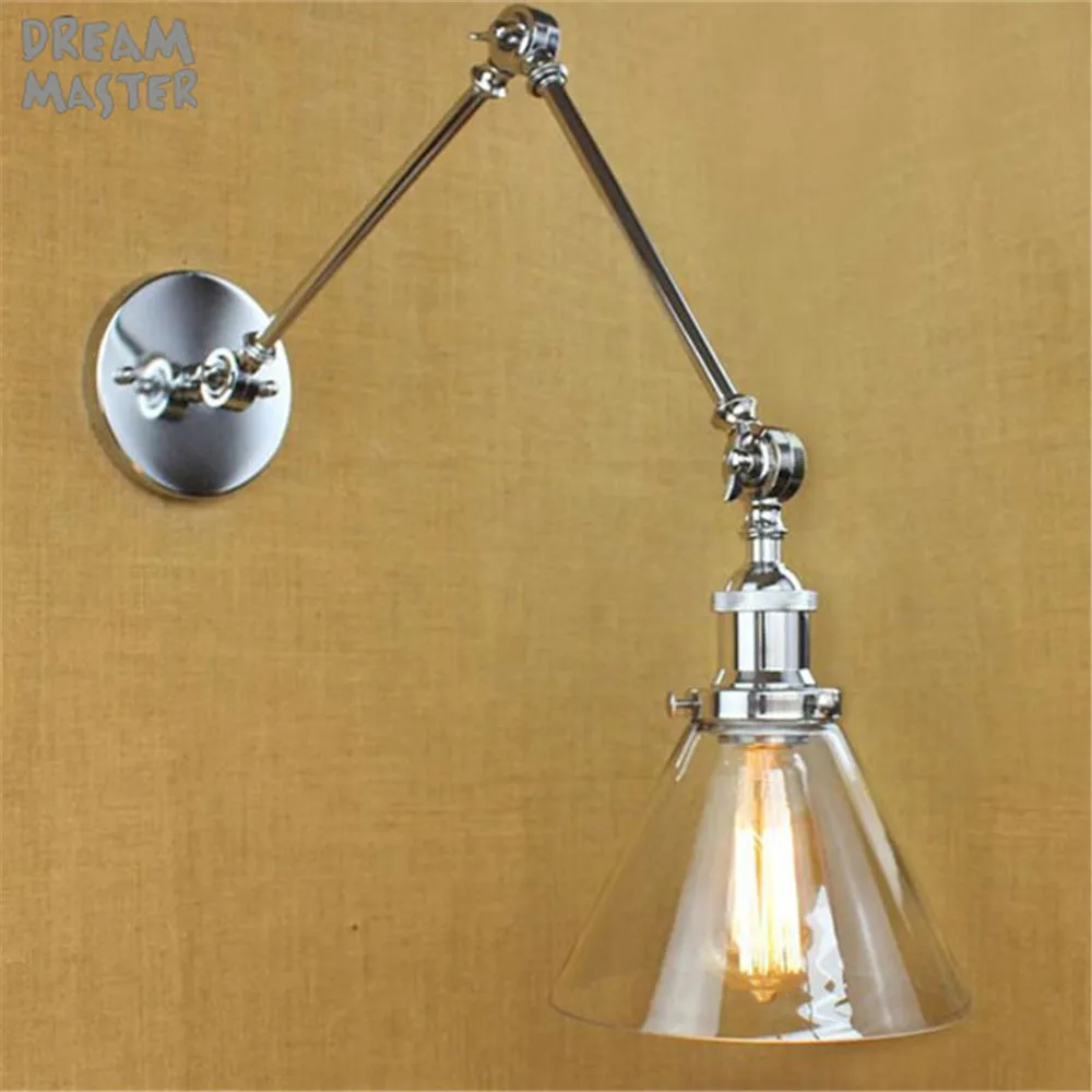 Loft retro industrial swing arm chrome colored wall lights wall lamp ... Fed loft lampe