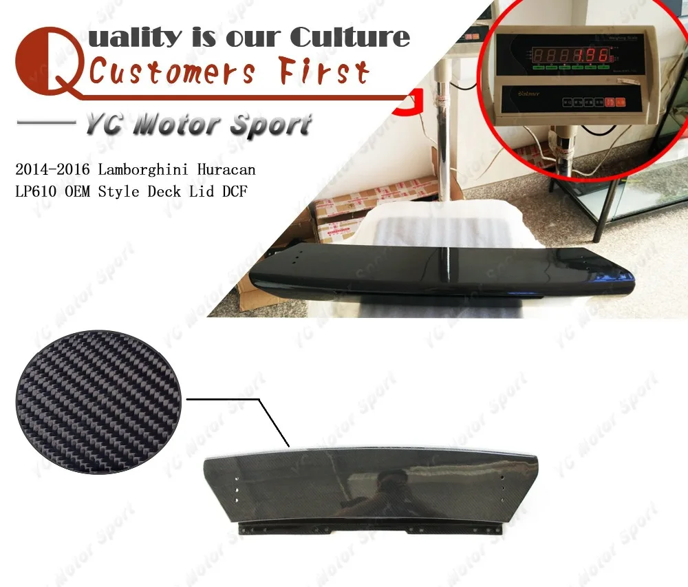 

Car Accessories Dry Carbon Fiber OEM Style Rear Trunk Trim Fit For 2014-2016 Huracan LP610 Rear Deck Lid