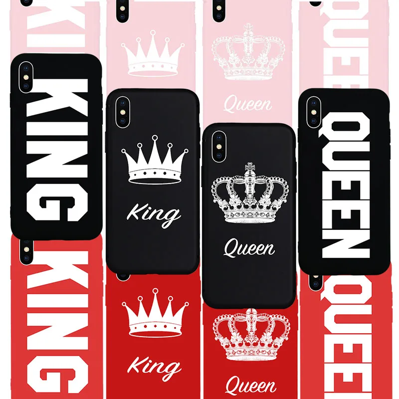 

KING Queen Crown Phone Case for iPhone 6 6s 6Plus 6sPlus 7 7Plus 8 8Plus X Xs Max XR 5 5s SE Phone Cover Case Coque Fundas Capa