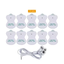 Запасные части для импульсного массажера, мышечный Стимулятор, импульсный EMS массажер, 10 шт., Сменные электроды+ 3,5 мм электрод 0