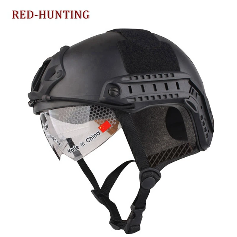 Best  Tactical Lightweight Resistant Material FAST Helmet Goggles Military Airsoft Helmet Paintball Face 