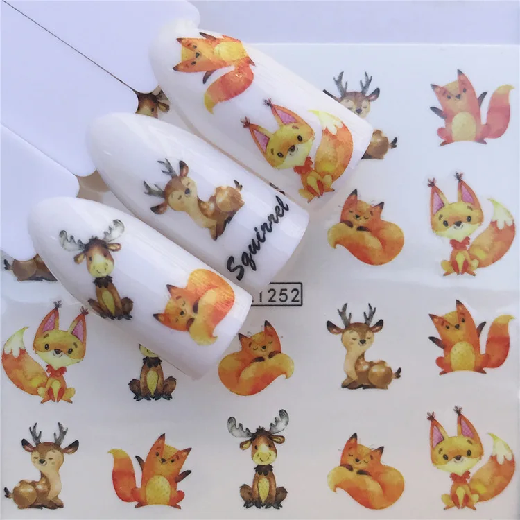 

Stickers for Nails Water Decals Fox Donkey Cat Nail Slider Sticker Art design Decoration Manicure Foil Adhesive Wraps Pegatinas