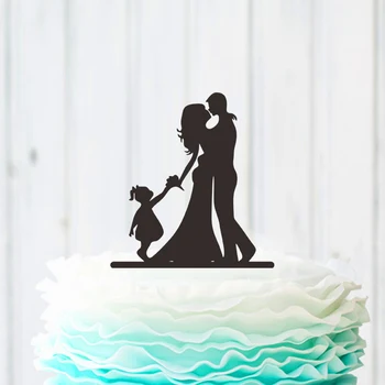 

Acrylic Cake Topper Groom Bride & Girl Mr Mrs Wedding Decoration Cake Fork Birthday Party Home Decoration Wedding Favors
