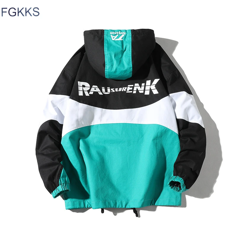 FGKKS Fashion Brand Men Jacket Coat 2019 Autumn Male Hip Hop Streetwear Harajuku Jacket Mens Splice Casual Track Jacket Coat