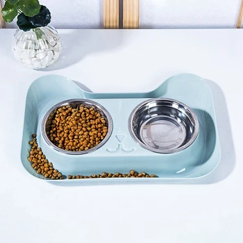 

New Arrivals Double Dog Bowl High Quality Universal Pet Feeder Teddy Food Bowl Stainless Steel Cat Dog Supplies Cat Water Bowl
