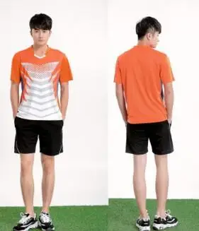 Мужские/wo мужские теннисные майки одежда, badmitnon/Настольный теннис Спортивная рубашка одежда, теннисные костюмы рубашка+ шорты для мужчин tenis masculino - Цвет: men Orange suit