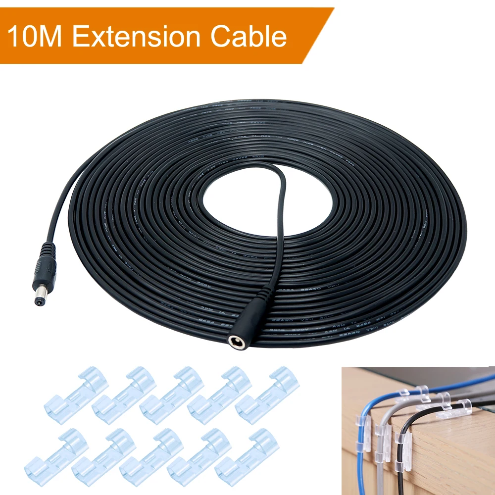 UnvarySam DC Extension Cable 10m/32.8ft 2.1mmx5.5mm 22AWG for 12V 3A LED Strip CCTV Camera Router a - 32911287261