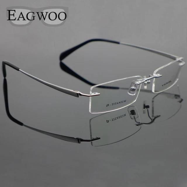 نظارات طبية من التيتانيوم الخالص للرجال ، إطار بصري بدون إطار ، نظارات طبية  ، نظارات بدون إطار ، 11090 - AliExpress