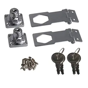 

2PCS 2.5 Inch Length Silver Zinc Alloy Keyed Hasp Lock Twist Knob Keyed Locking Hasp with Screws Doors Cabinet