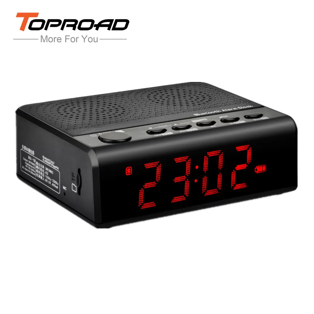 TOPROAD Portable Bluetooth Speakers Stereo Wirelss Alarm Clock Desktop altavoz Hands-free Calls LCD Screen FM Radio for Phone PC |