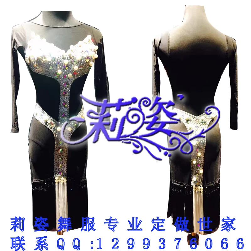 

Women Rhythm Salsa Rumba Cha Samba Dance Dress US 8 UK 10 Fringing