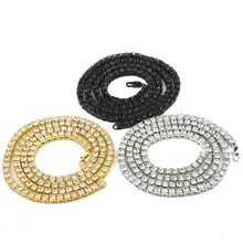 Хип хоп/рэп хип хоп международный прямой 1 ряд ожерелья серебро/черный/золотой цвет Мужская цепочка модные ювелирные изделия