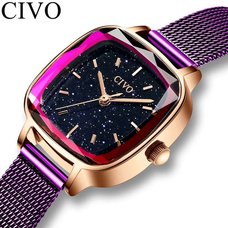 

Relogio CIVO Fashion Casual Starry Sky Wrist Watch Montre Femme 2019 Women Female Waterproof Mesh Strap Ladies Women Watch Clock