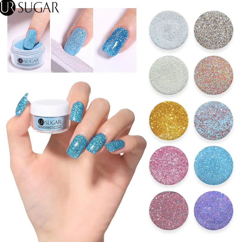 

UR SUGAR 5ml Holographic Glitter Dipping Nail Powder Pigment Dust Dip Nail Powder Natural Dry Without Lamp Cure Decoration Nails