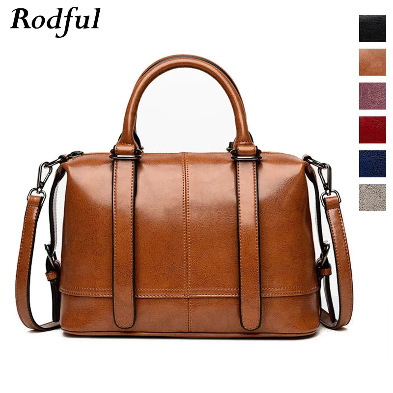 Rodful, винтажные сумки, женская сумка из натуральной кожи, Бостонская сумка, Женская Высококачественная сумка-мессенджер на плечо, Женская сумочка, Дамская винная сумка