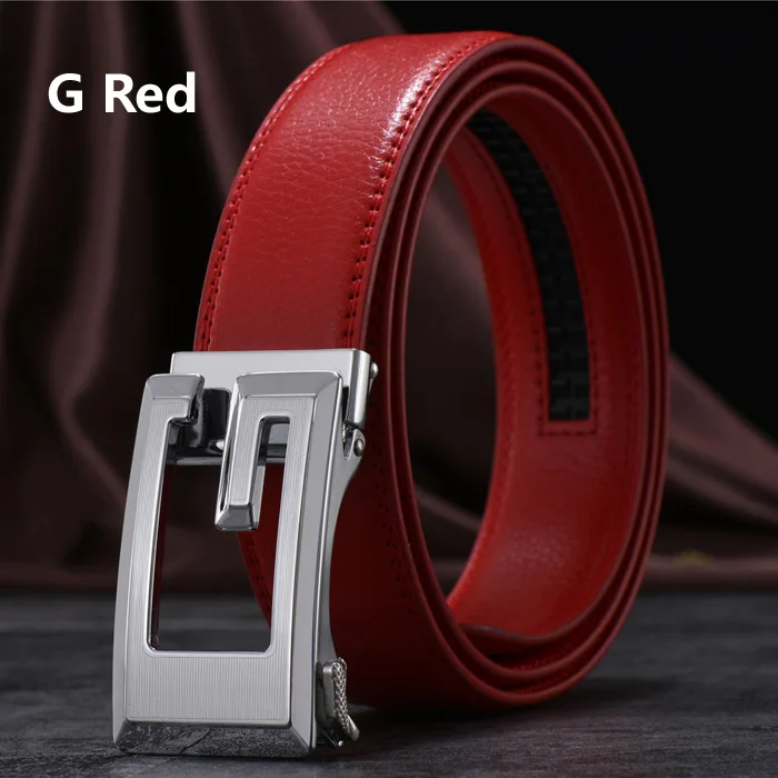 Мода S G дизайнерский мужской ремень из натуральной кожи, роскошный бренд, высокое качество, ремень на талии, мужской серебристый, автоматическая пряжка, 5 цветов - Цвет: G Red