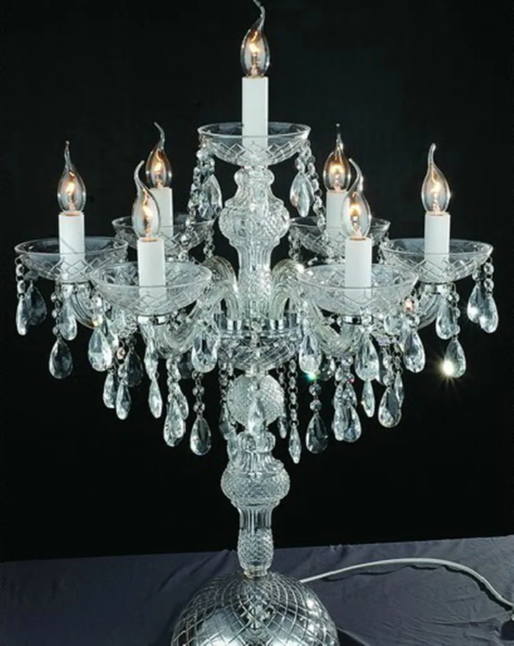 Хромированная Свадебная стеклянная настольная лампа 5-7 цветов abajur, прозрачные хрустальные подсвечники, кухонный Настольный светильник, Свадебный большой стеклянный подсвечник