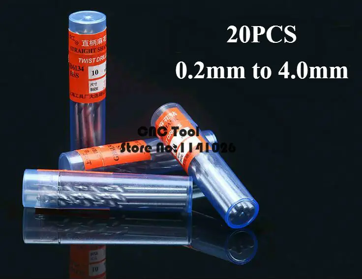 Nuovo 20 Pz 0.2Mm-4.0Mm Twist Drill Metrica Hss Punte Micro Drill Bit Metallo Plastica Legno Alluminio Hss Twist Drilling, Pcb Stampa
