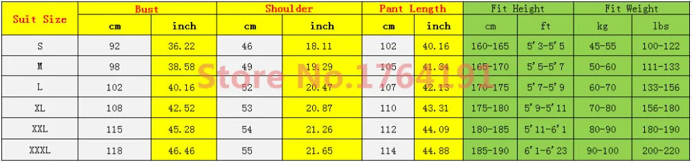 Suit Size Chart