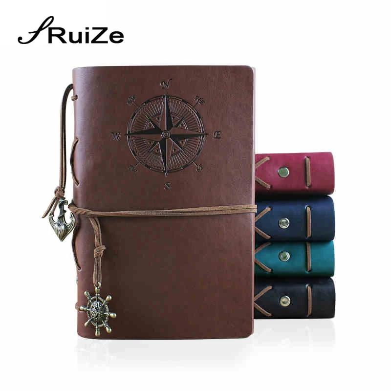 

RuiZe Hot sale vintage travelers notebook refill kraft paper sketchbook A6 leather journal spiral note book with blank pages