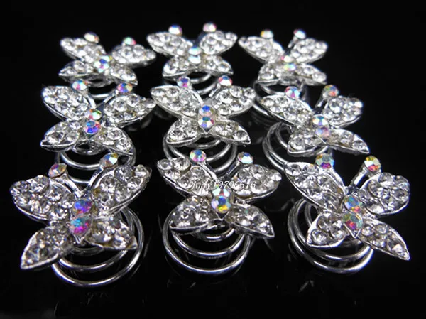 60Pcs Butterfly Bride Hairpins Wedding Hair Accessories Trendy Crystal Alloy Hair Stick Forks Girls Banquet Crowns Noiva Jewelry