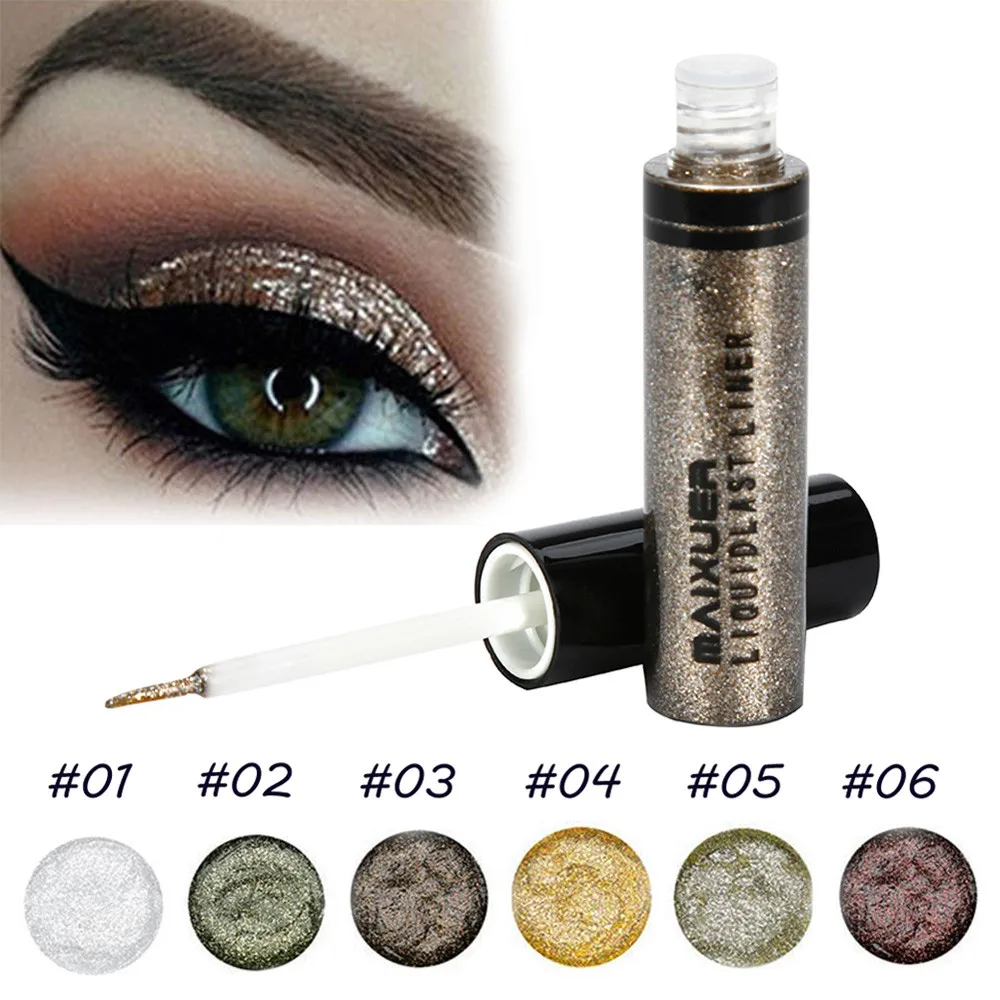 

1 Pcs New Waterproof 6 Colors Glitter Liquid Eyeliner Eye Shadow Shining Eye Makeup Cosmetics падводка для вачэ A525